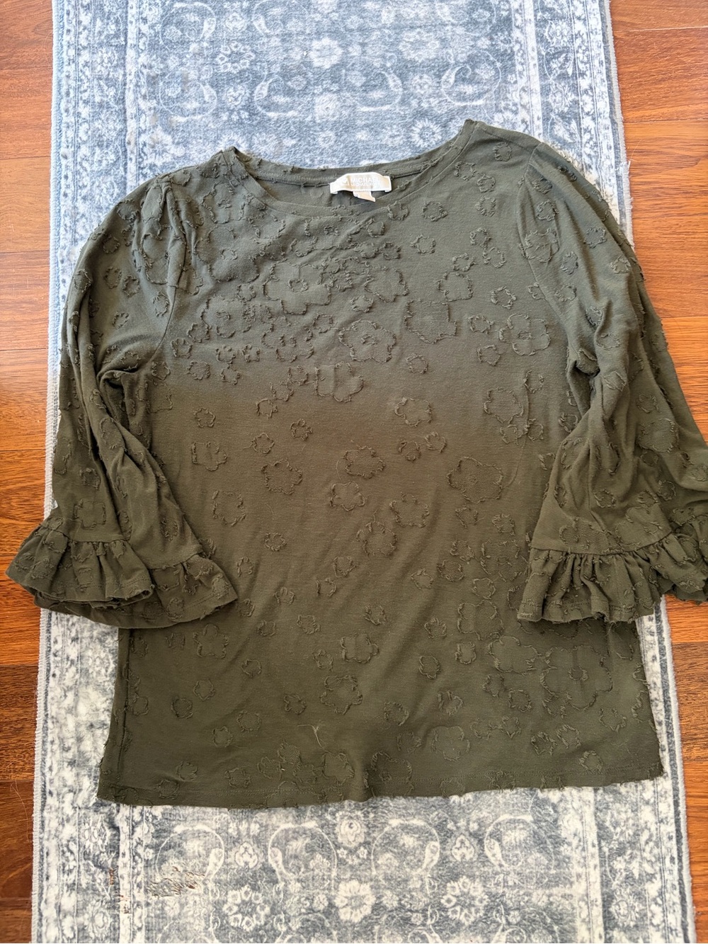 Michael Kors Olive Ruffle Sleeve Top